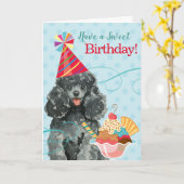 Carte Douce Poodle Jouet d'anniversaire (Fleur jaune)