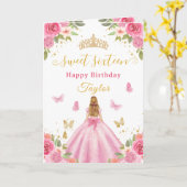 Carte Douce Princesse Rose Blonde de 16 ans (Fleur jaune)