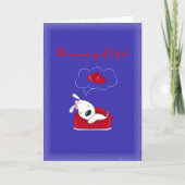 Carte Douce Rêve Bleu d'Amour de Chien (Devant)
