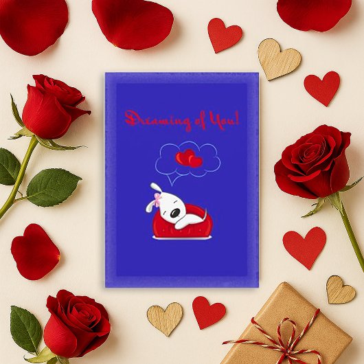 Carte Douce Rêve Bleu d'Amour de Chien