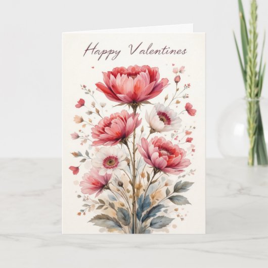 Carte Douce Saint-Valentin Florale Romantique Rose (Devant)