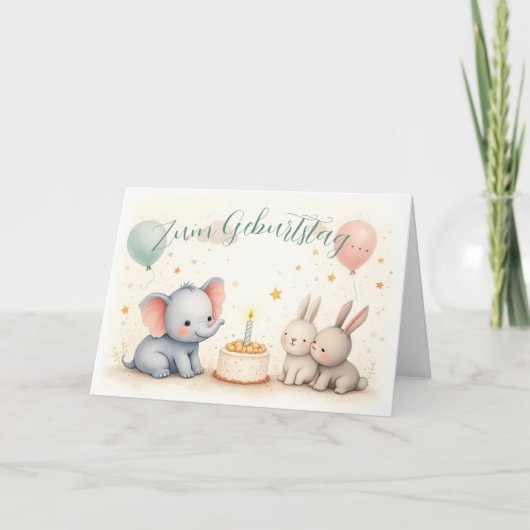 Carte Douce salutation d'anniversaire avec des amis anim (Devant)