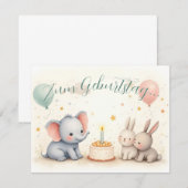 Carte Douce salutation d'anniversaire avec des amis anim (Devant / Derrière)