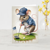 Carte Douce Souris Jouer Golf Blank Salutation (Fleur jaune)