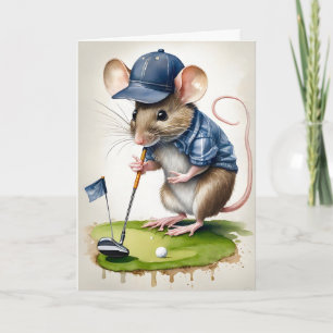 Carte Douce Souris Jouer Golf Blank Salutation