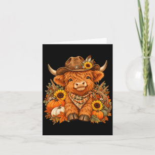 Carte Douce vache des Highlands citrouille ambiance auto