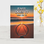 Carte Doucement Mais Faites-Le Slogan AA Plage au lever  (Fleur jaune)