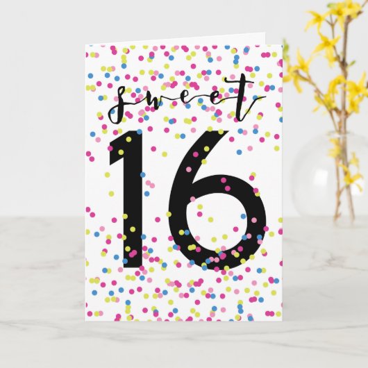 Carte Douceur Confetti colorée 16 (Fleur jaune)