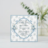 Carte Douche de Mariage en Floral Bleu (Debout devant)