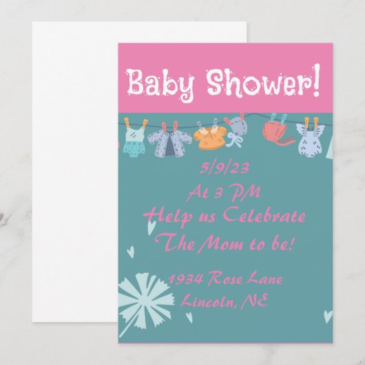 Carte Douche Douche pour bébé doux (Devant / Derrière)