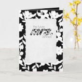 Carte douche nuptiale de motif floral noir et blanc (Fleur jaune)