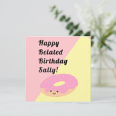 Carte Doughnut rose et jaune | Appartement de voeux d'an (Debout devant)