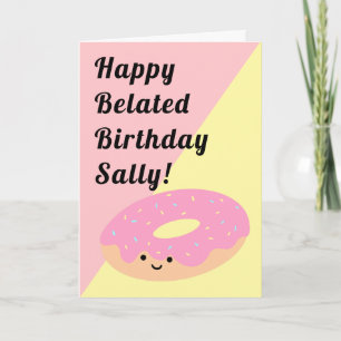 Carte Doughnut rose et jaune Joyeux anniversaire plié