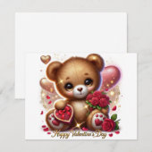 Carte d'ours à thème pour la Saint-Valentin (Devant / Derrière)
