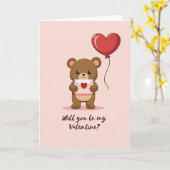 Carte d'ours Be My Valentine (Fleur jaune)