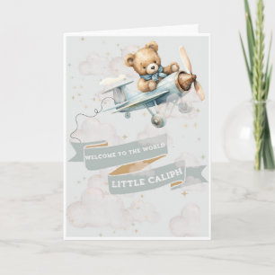 Carte d'ours en peluche de petit calife de bienven
