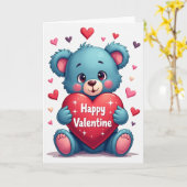 Carte d'ours en peluche pour la Saint-Valentin (Fleur jaune)