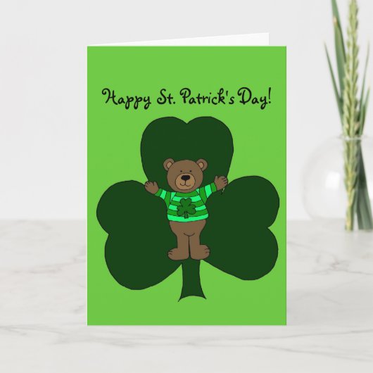 Carte d'ours et de shamrock du jour de St Patrick (Devant)