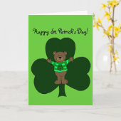 Carte d'ours et de shamrock du jour de St Patrick (Fleur jaune)
