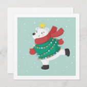 Carte d'ours polaire de patinage sur glace (Devant / Derrière)
