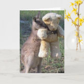 Carte d'ours Wallaby Hugging (Fleur jaune)