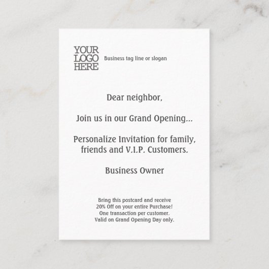 Carte d'ouverture Grand Jaune Noir (Dos)