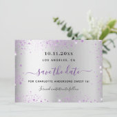 Carte Doux 16 argent violet enregistrer la date (Debout devant)