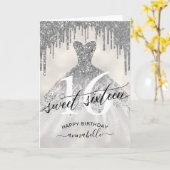 Carte Doux 16 Parties scintillant d'argent d'anniversair (Fleur jaune)