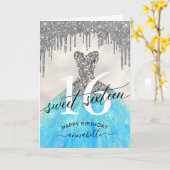 Carte Doux 16 Parties scintillant d'argent d'anniversair (Fleur jaune)