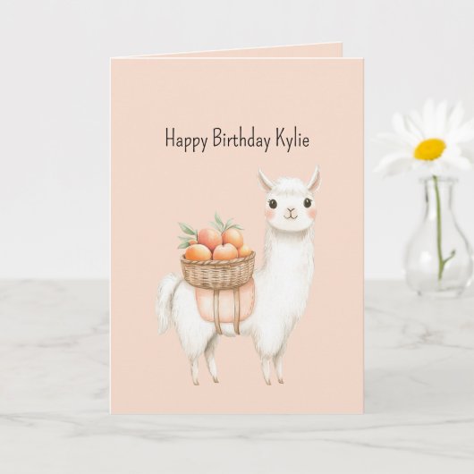 Carte Doux Anniversaire Lama Peche (Petite plante)