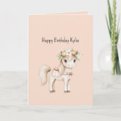 Carte Doux Cheval Fleurs Anniversaire Peach (Devant)