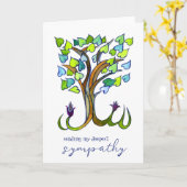 Carte Doux Coeur Arbre Condoléances Sympathie perte PERT (Fleur jaune)