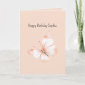 Carte Doux comme un papillon de pêche anniversaire (Devant)