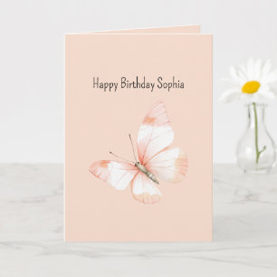 Carte Doux comme un papillon de pêche anniversaire