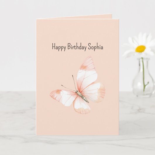 Carte Doux comme un papillon de pêche anniversaire (Petite plante)