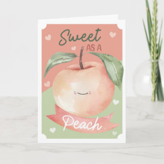 Carte Doux comme une Pêche Mignonnes Aquarelles pour la