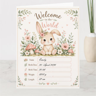 Carte Doux design de bébé lapin avec champs de données d