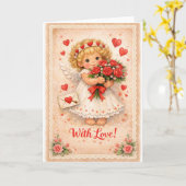 Carte doux enfants anges (Fleur jaune)