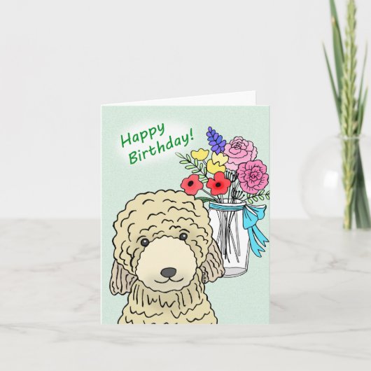 Carte Doux Golden Doodle Standard Poodle Dog Anniversair (Devant)