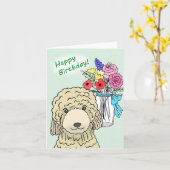 Carte Doux Golden Doodle Standard Poodle Dog Anniversair (Fleur jaune)