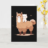 Carte Doux lama et chat  (Fleur jaune)