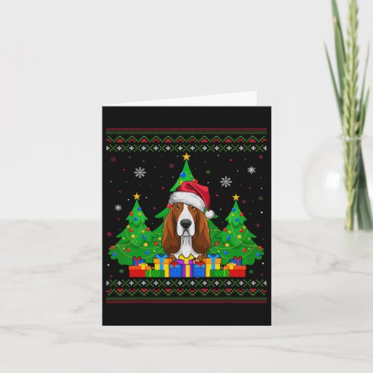 Carte Doux moche arbre de Noël Santa Hat Bet Hound Do (Devant)