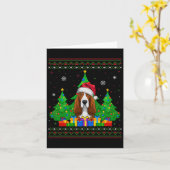 Carte Doux moche arbre de Noël Santa Hat Bet Hound Do (Fleur jaune)