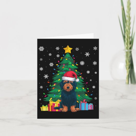 Carte Doux moche sapin de Noël éclaire Labradoodle chien (Devant)