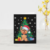 Carte Doux moche sapin de Noël éclaire Yorkie Chien Sant (Fleur jaune)