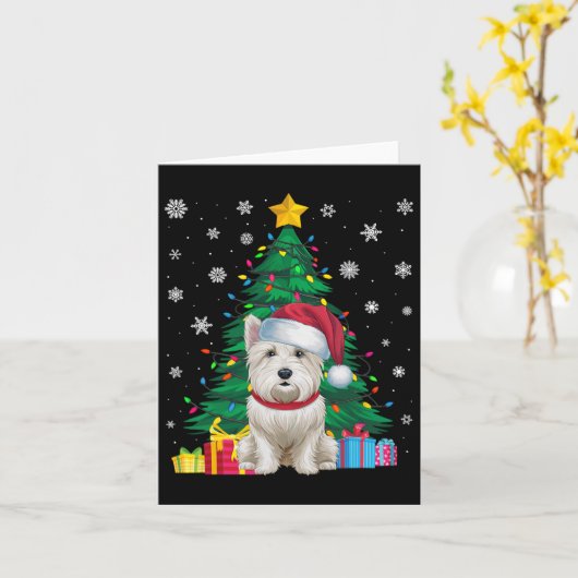 Carte Doux moche sapin de Noël lumières Westie Chien San (Fleur jaune)