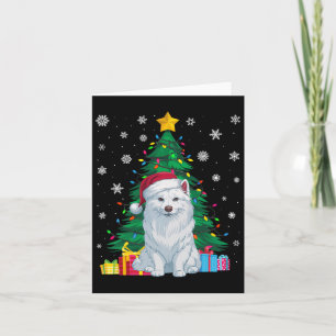 Carte Doux moche Xmas Arbre Lumières American Eskimo Chi