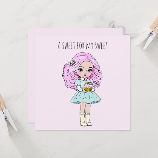 Carte Doux pour ma douce Saint-Valentin (Devant/Arrière en situation)