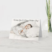 Carte Doux Vintage bébé dormant (Devant)