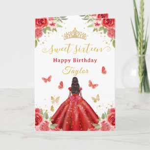 Carte Douze ans, jolie princesse rouge Africaine América